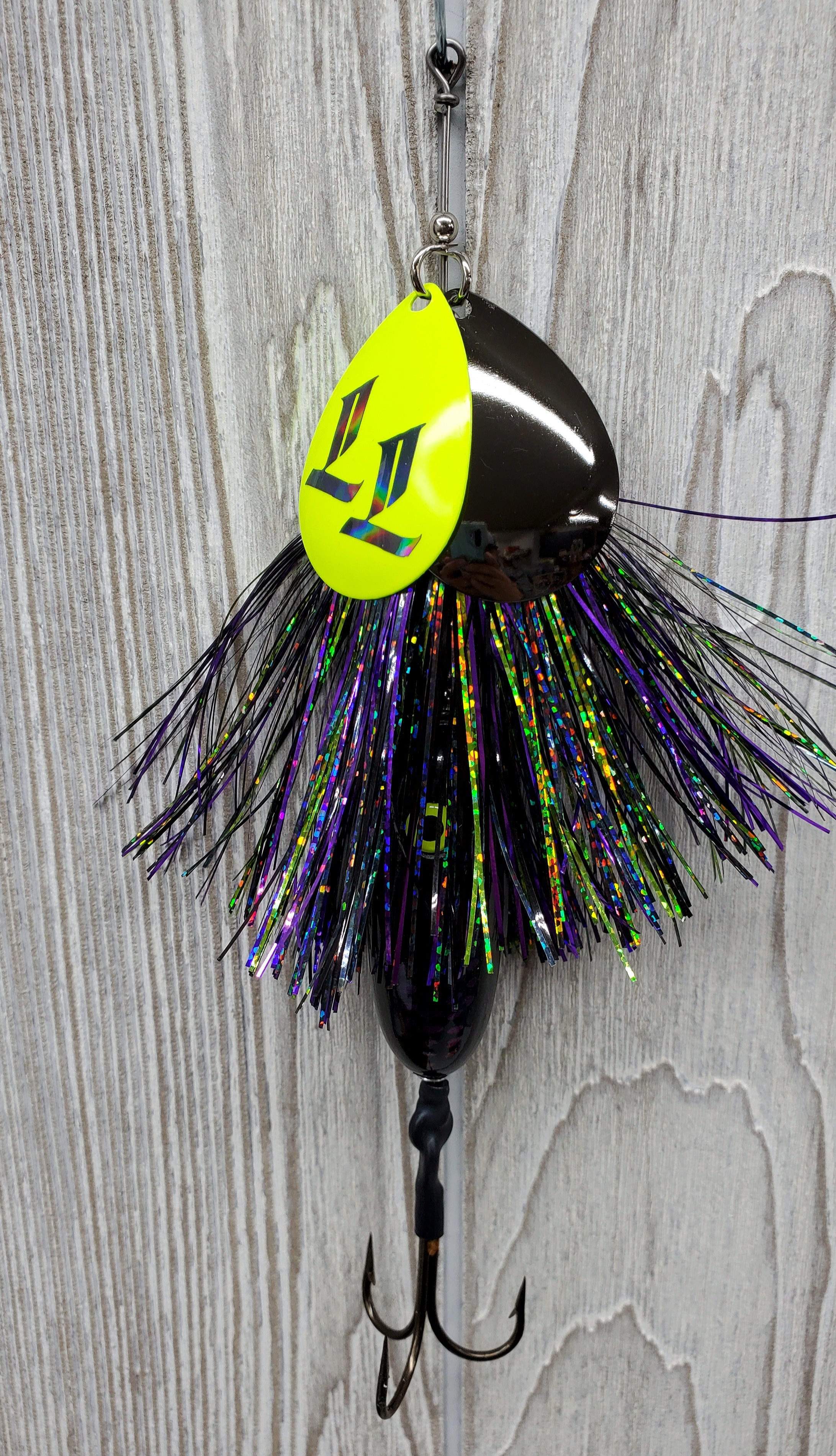 black and yellow aggravator double blade fishing lure Double #8 Mini Boilermaker