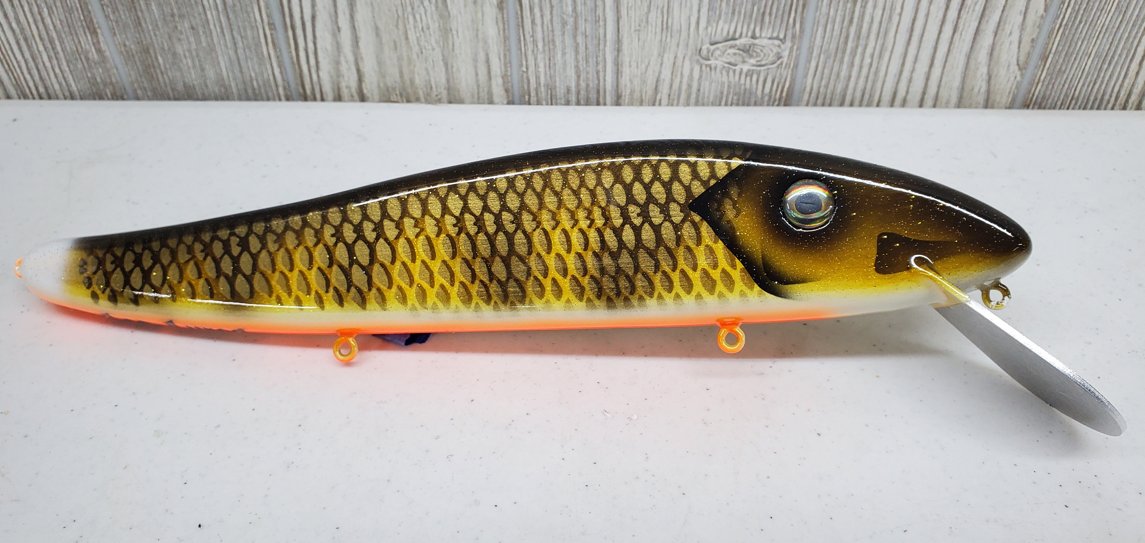 Handmade LE LURE CREEPER Glass Eyed Musky Size Topwater Crawler Wood F –  Toad Tackle