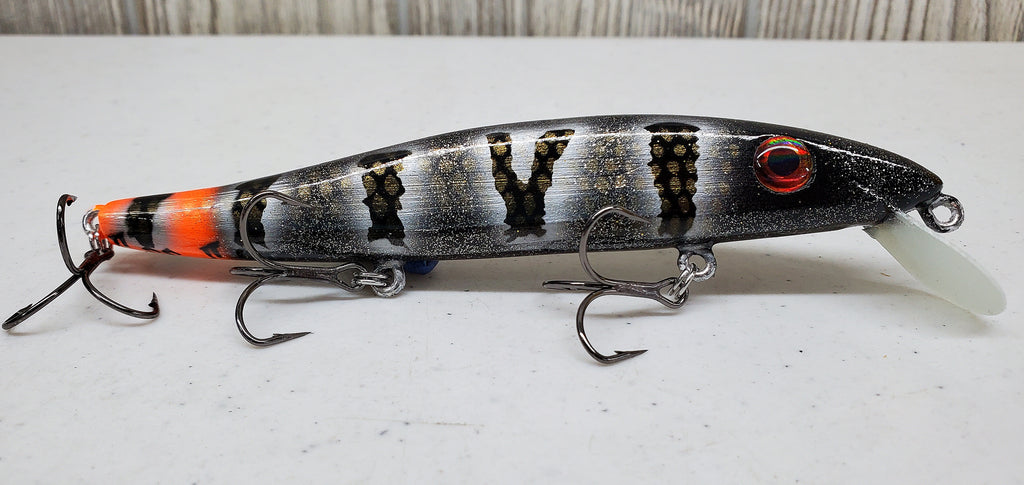 6.0 inch Custom TopWater Wooden Muskie Lure | Fire Minnow